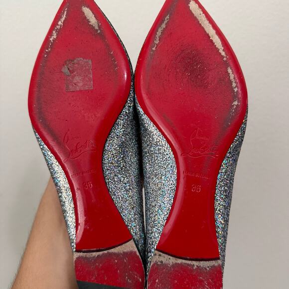Christian Louboutin Ballalla Silver Mica Glitter Ballerina Ballet Flat 36 - Picture 6 of 15